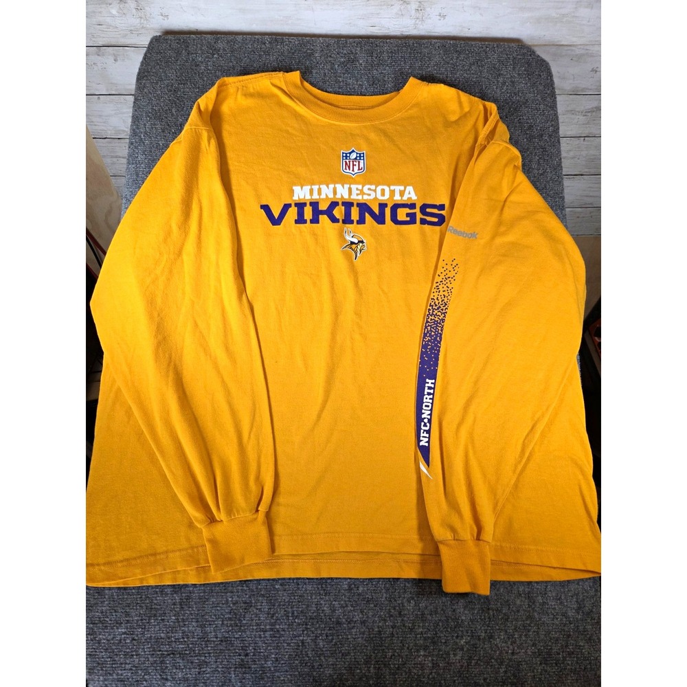 Reebok Minnesota Vikings Mens 2XL Long Sleeve Shirt Gold NFL NFC North Y2K